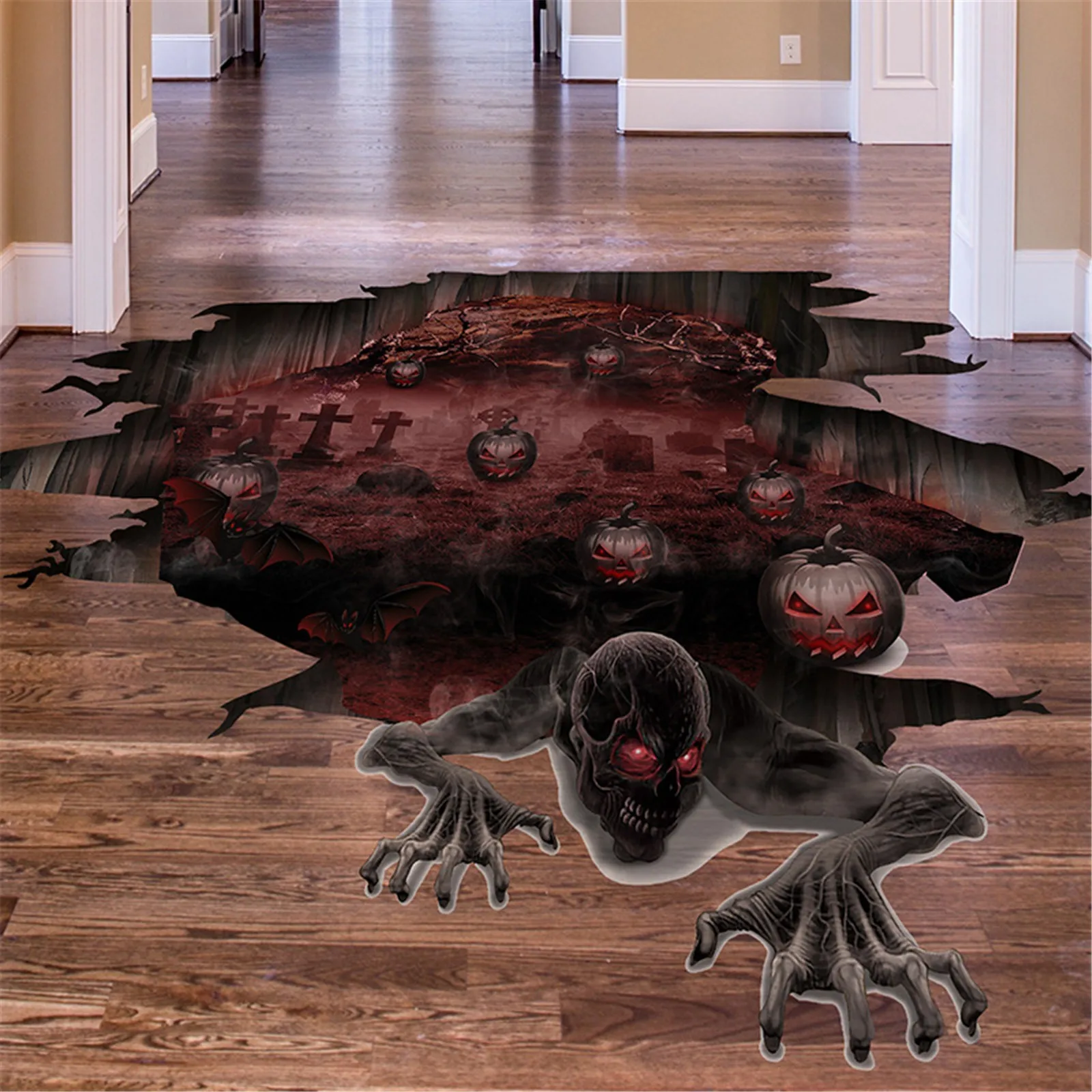 Scary Halloween Wall Stickers Living Room Mall Can Be Removed Holiday Celebration Party Home Decoration Props | Дом и сад