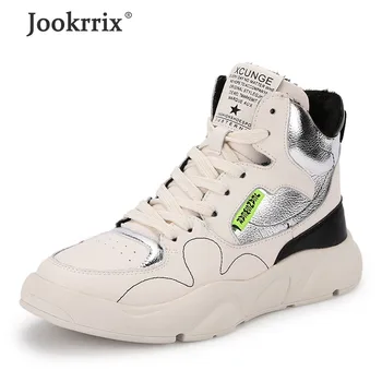 

Jookrrix 2019 Women Genuine Leather Shoes Female Fashion High Top Sneaekrs Women Brand Comfortable Casual Shoes Black