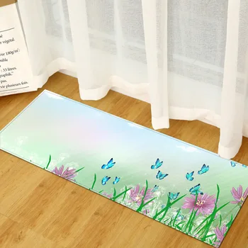 

Flannel Long Carpet Texture Printed Floor Mat Kitchen Bathroom Non-slip Absorbent Foot Pad Bedroom Sofa Long Mats Balcony Rug