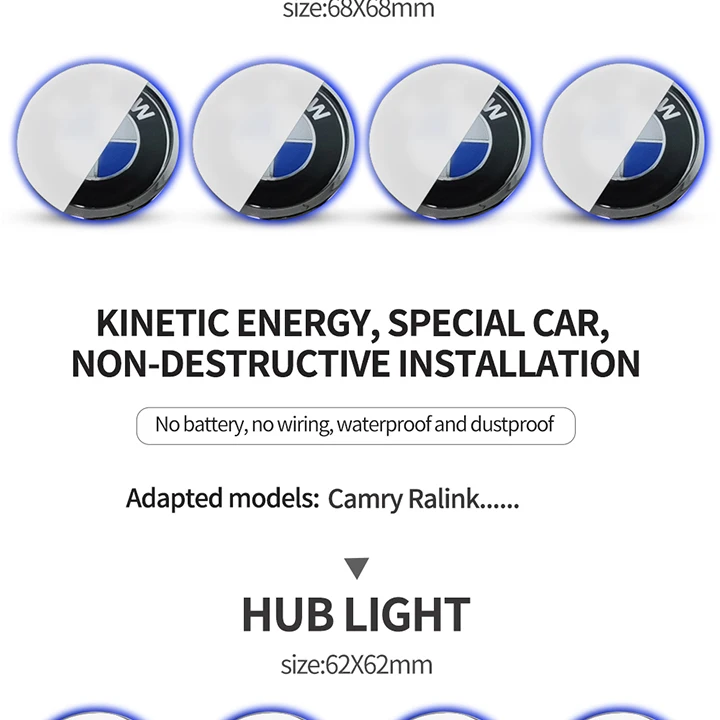 4X светильник ступицы автомобиля колпачок s светильник Центральная крышка светильник ing крышка плавающая подсветка светодиодный светильник Авто Стайлинг для bmw benz hyundai