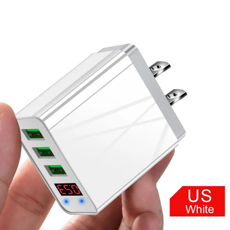 Цифровой дисплей 3 порта USB зарядное устройство Текущий монитор дорожное настенное зарядное устройство EU/US адаптер питания совместим со всеми устройствами