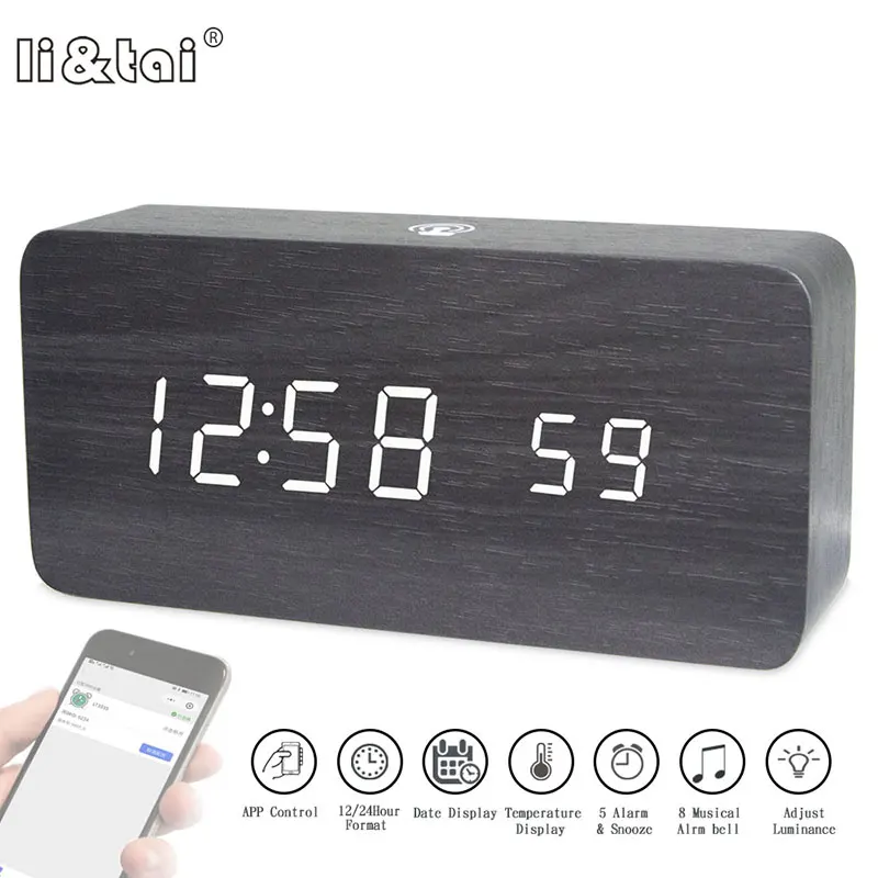Details about   Digital LED Alarm Clock Date Thermometer Snooze Bluetooth App Control Pink 