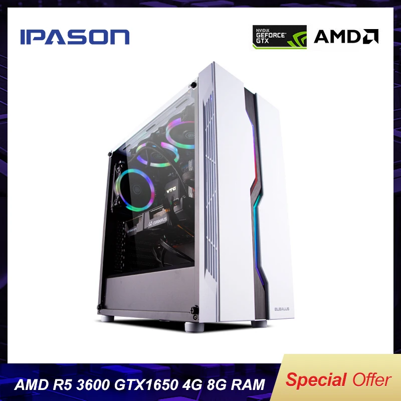 Настольный ПК IPASON AMD R5 3600 новая карта памяти выделенная для DDR4 8 ГБ ОЗУ 240 SSD игр PUBG