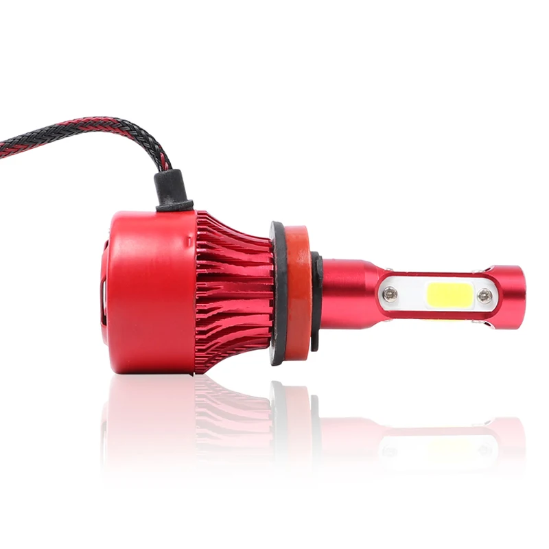 Черный, красный 4 стороны люмен COB 72 Вт 12000lm светодиодный лампы H4 H7 H11 H13 HB3 9005 HB4 9006 9004 9007 Автомобильная фара фары свет 12В, производство Китай