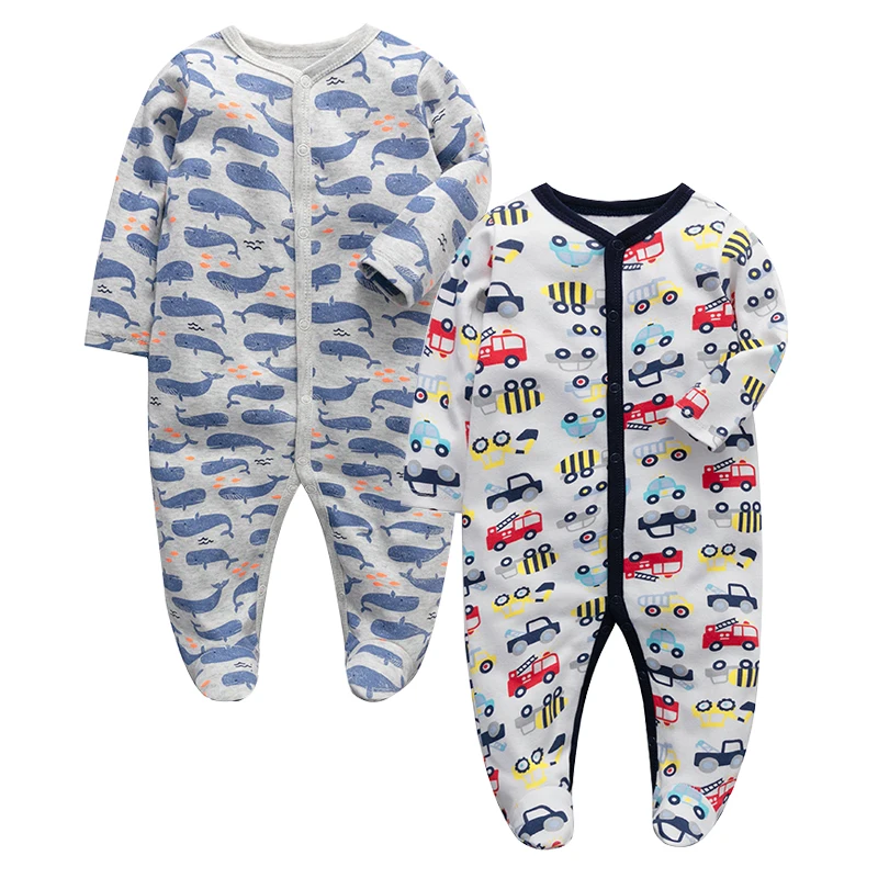 Newborn Baby Clothes Babies Girl Footed Pajamas Roupa Bebe 2 Pack Long Sleeve 3 6 9 12 Months Infant Boy Jumpsuits baby clothes baby sleepsuit