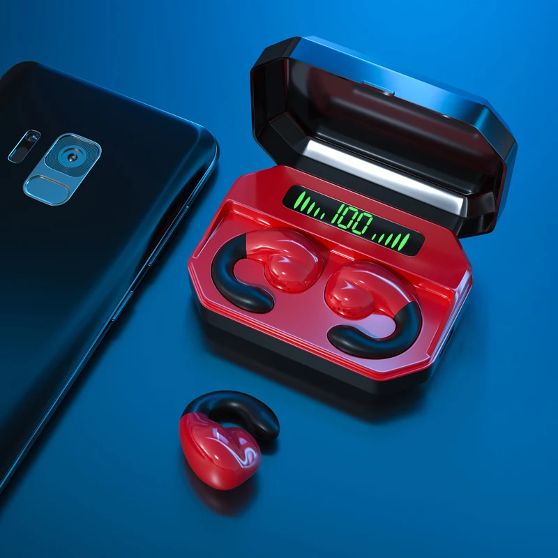 1500mAh Wireless Headphones Bone Conduction Bluetooth V5 0 Earphones Sports Earbuds Headsets LED Battery Display Touch Control