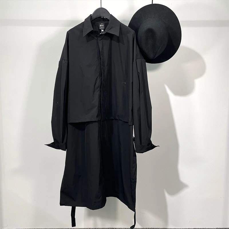 

Men's Long-Sleeve Shirt Spring And Autumn New Personality Dark Stitching Long Niche Design Fashion Casual Large Size Shirt