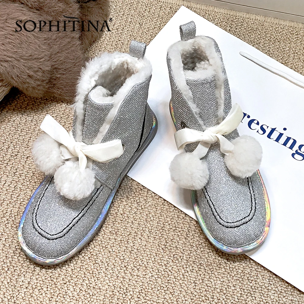 SOPHITINA/ботинки с квадратным носком Модная дизайнерская теплая удобная обувь Лидер
