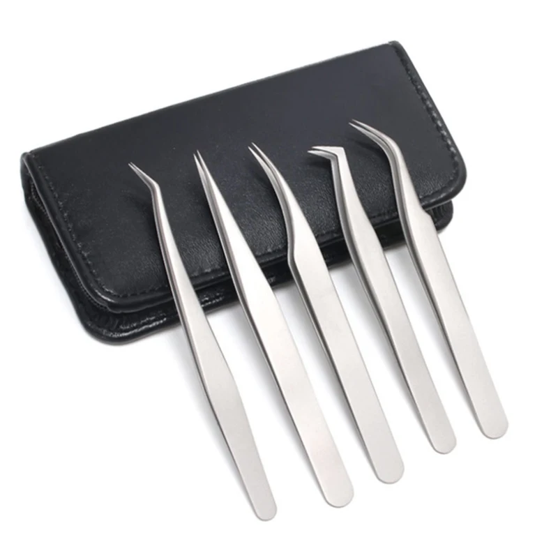 

Eyelash Extension Tweezers Set Professional Bright Tweezers Lash Tweezer Straight Tip Stainless Steel Lash Clip Lash Tools