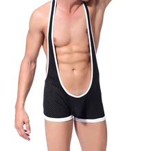 Мужской стрейчевый корректирующий облегающий гимнастический костюм трико сексуальный мужской сетчатый гимнастический костюм комбинезоны борцовские трико Gay jockstrap Shaper