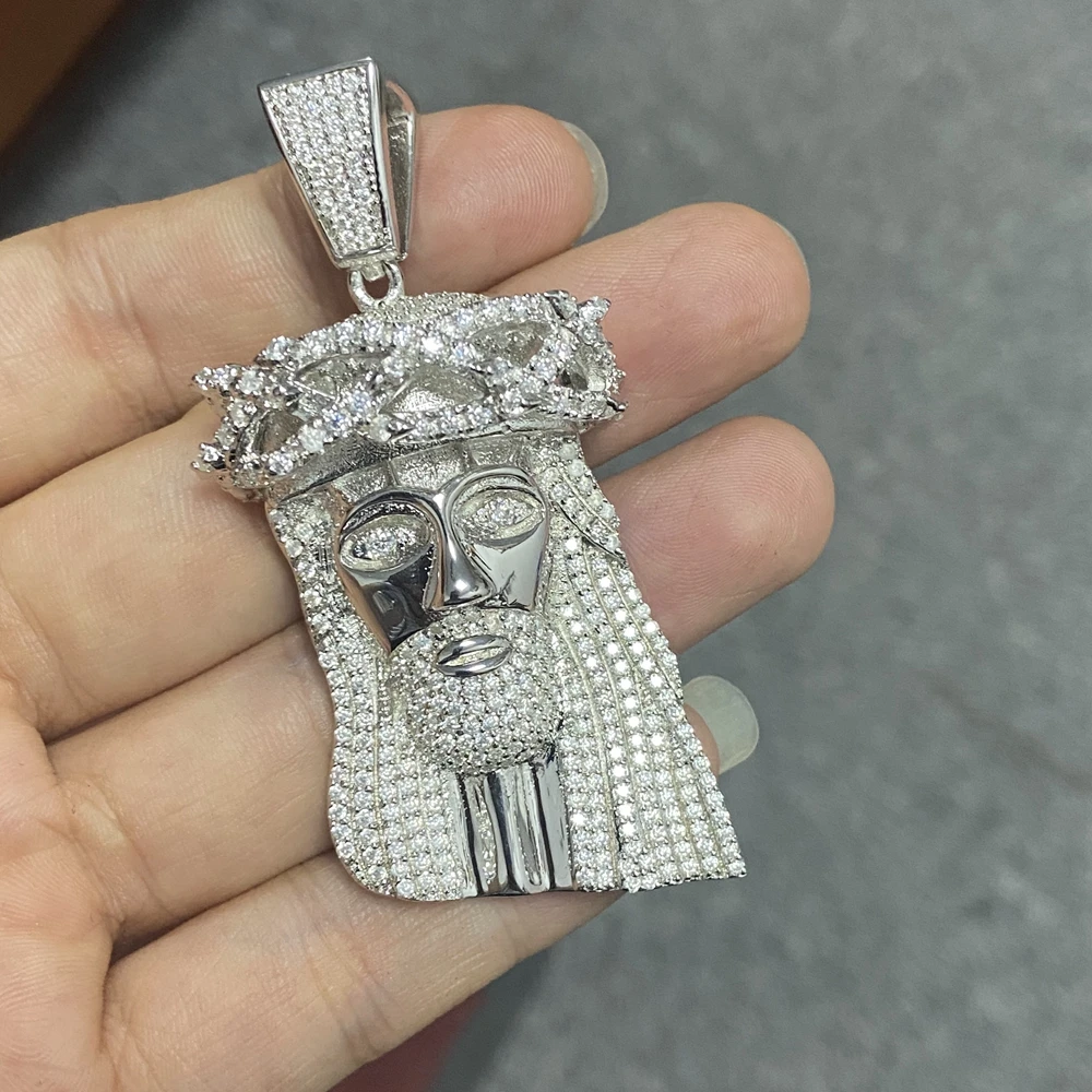 Large Moissanite Iced Out Jesus Piece Pendant