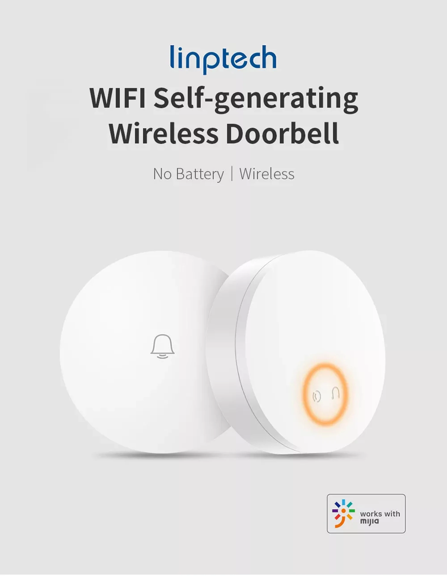 Новое прибытие Xiaomi Мини Linptech WI-FI Self-энергетических Беспроводной дверной звонок работает с Mijia приложение Smart Управление памяти Функция