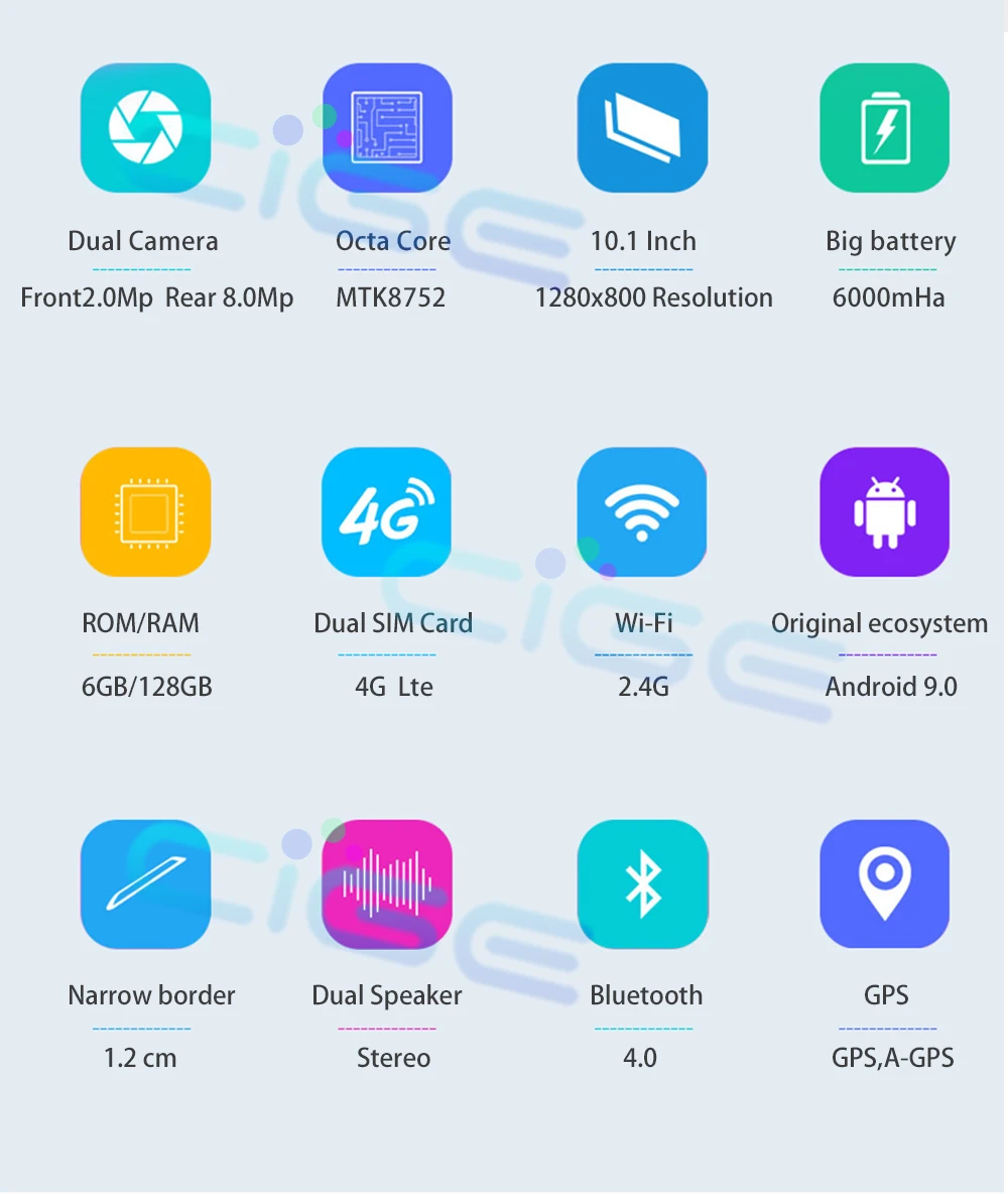2019 новый 10,1 дюймовый планшетный ПК Восьмиядерный Android 9,0 WiFi Две sim-карты 4G планшеты LTE 10,1 6GB ram 128G карта памяти подарок 10 8 9