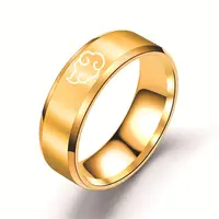 Akatsuki Cloud Ring Stainless Steel Leaf Konoha Anime Japanese Style Animation Cosplay Ring  Titanium Steel Men's Jewelry 2