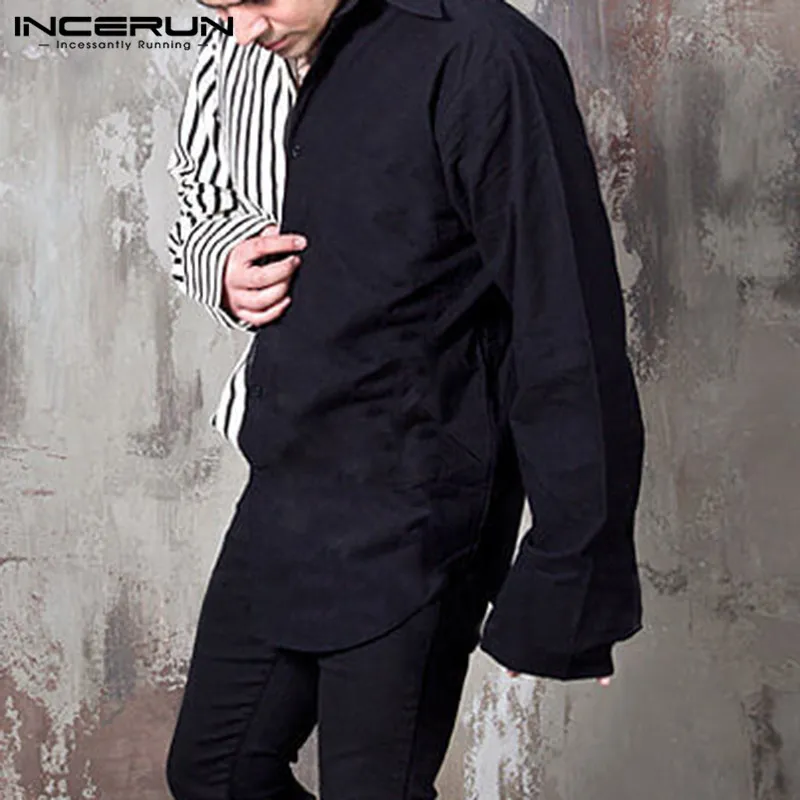 INCERUN Men Shirt Long Sleeve Striped Patchwork Lapel Collar Chic Casual Shirts Men Button Breathable Camisas Hombre 2019 S-5XL INCERUN Men Shirt Long Sleeve Striped Patchwork Lapel Collar Chic Casual Shirts Men Button Breathable Camisas Hombre 2019 S-5XL