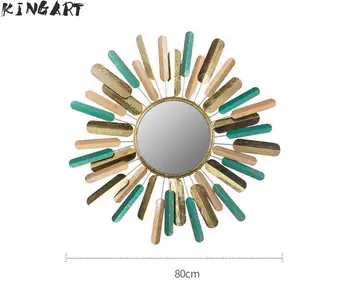 

Metalretro Wall Mirror Espelho Grande Round Wall Mirror Big Living Room Wall Ornament Mural Hanging Retro Metal 80X80CM 54545