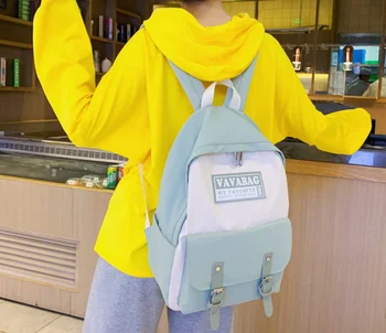 

Nylon Panelled Harajuku Backpack Maiden Candy Color Sweet Letter Backpack Schoolyard Euphemistic Bag Travel Laptop BackpackDF159