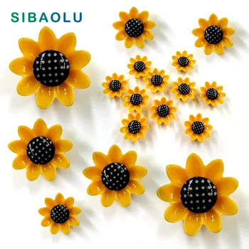 

10pcs Yellow Sunflower Resin Refrigerator Simulation Plants Fridge magnet ome decor garden Decoration kitchen DIY Accessories