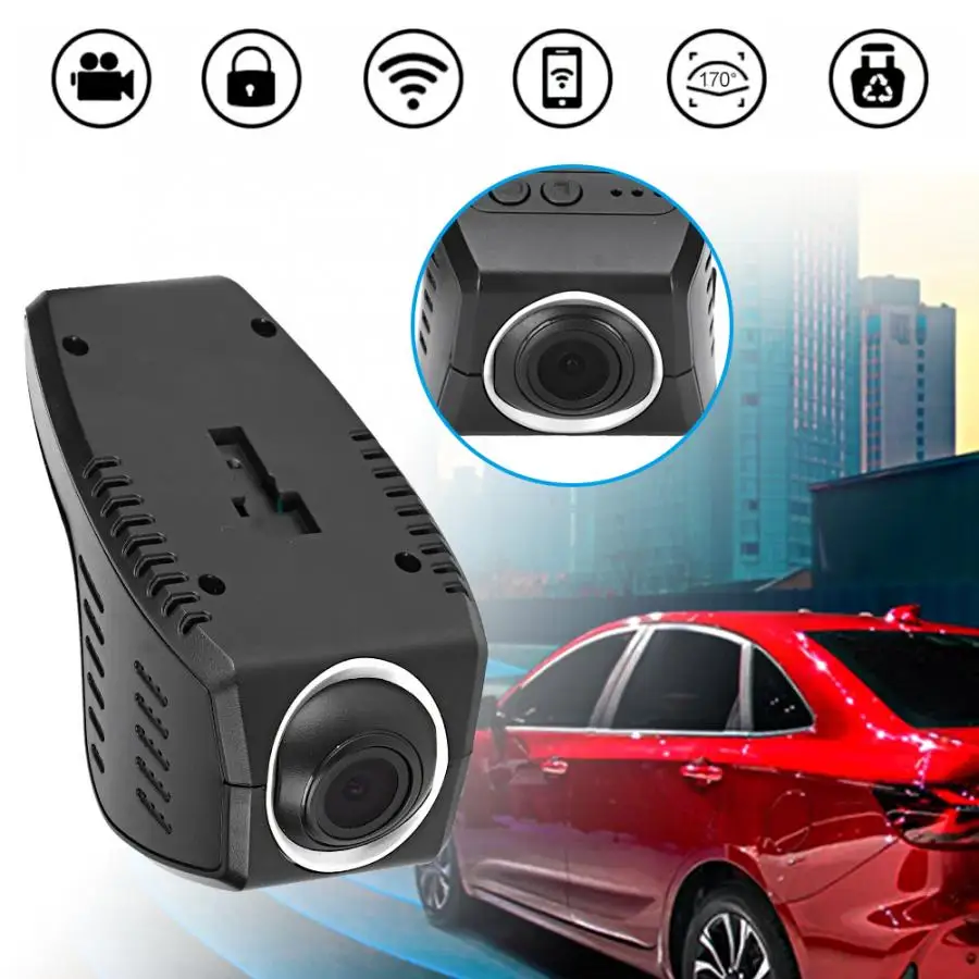Wi-Fi, 1080P HD вождение автомобиля Регистраторы Двойной объектив приборной панели Камера 170 градусов Широкий Ангел Dash Cam автомобильные аксессуары
