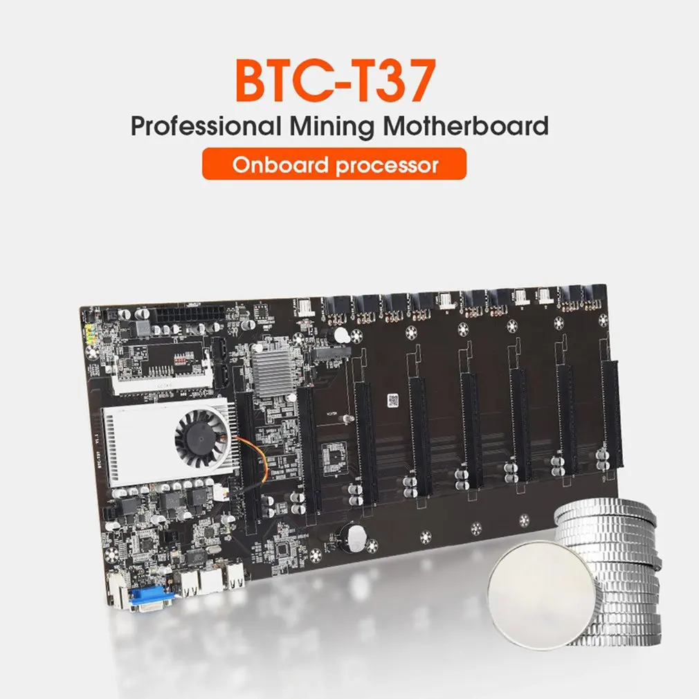 BTC T37 Mining Mainboard 8 GPU Mainboard With CPU Crypto Ethereum