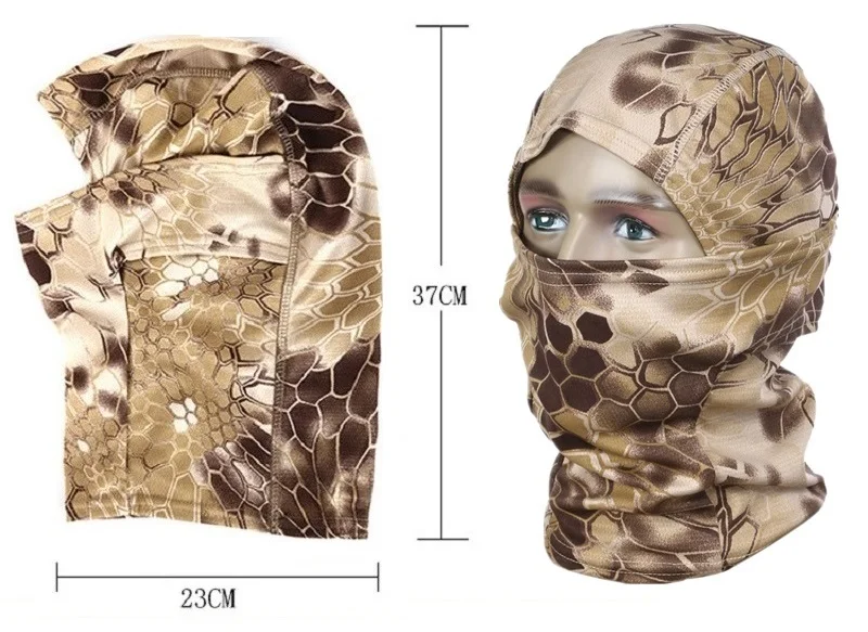 Камуфляжная велосипедная маска на все лицо, тактическая маска, дышащая велосипедная Лыжная маска, Охотничья армейская Военная страйкбольная уличная Кепка