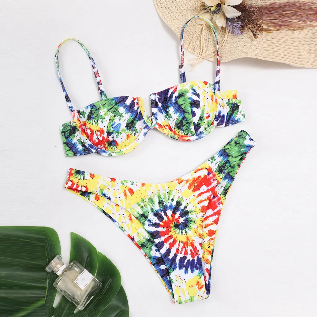 underwire top with high leg bikini set