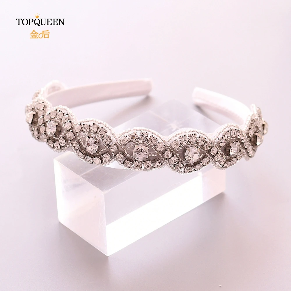 TOPQUEEN S28-FG, свадебные стразы, аксессуары для волос, свадебная тиара, головные уборы, серебряные стразы, повязка на голову, свадебные украшения для волос