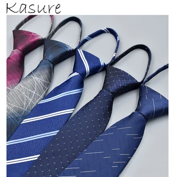 

KASURE Men's Stripe Jacquard Woven Necktie Fashion Business Casual Easy Zipper Ties Shirt Accessories