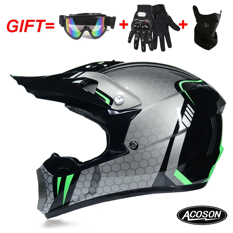 Motorcycle cross motorcycle helmet for motorcycle helmet down MTB DH off road motorcycle cross racing helmet point with goggles - Цвет: 2
