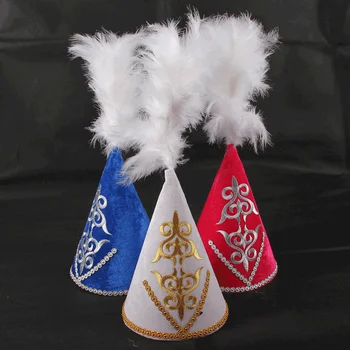 

Kazakh Performance Hat Adult Cylinder Embroidered Hat Stage Performance Headdress National Characteristics Little Flower Hat