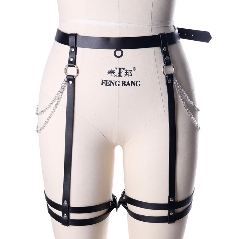 

Sexy Pub Women Leather Garter Belt Punk Rock Leg Harness Chian Waistband Body Thigh Bondage Accessories Gothic Fashion Jewelry