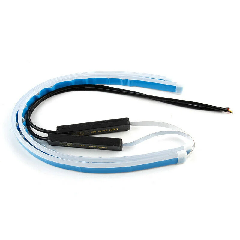 2 шт. 60 см Тонкая Янтарная последовательная Гибкая светодиодная система DRL Поворотная сигнальная полоса DC 12 В IP68 освещение украшение для автомобильных фар