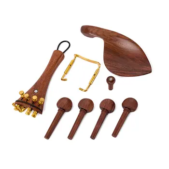 

Red Solid Wood Violin Parts Set Pegs Fine Tuners Tailpiece Chin Rest Chin Rest Clamp End Pin Tail Gut 13in1 for 4/4 Violin