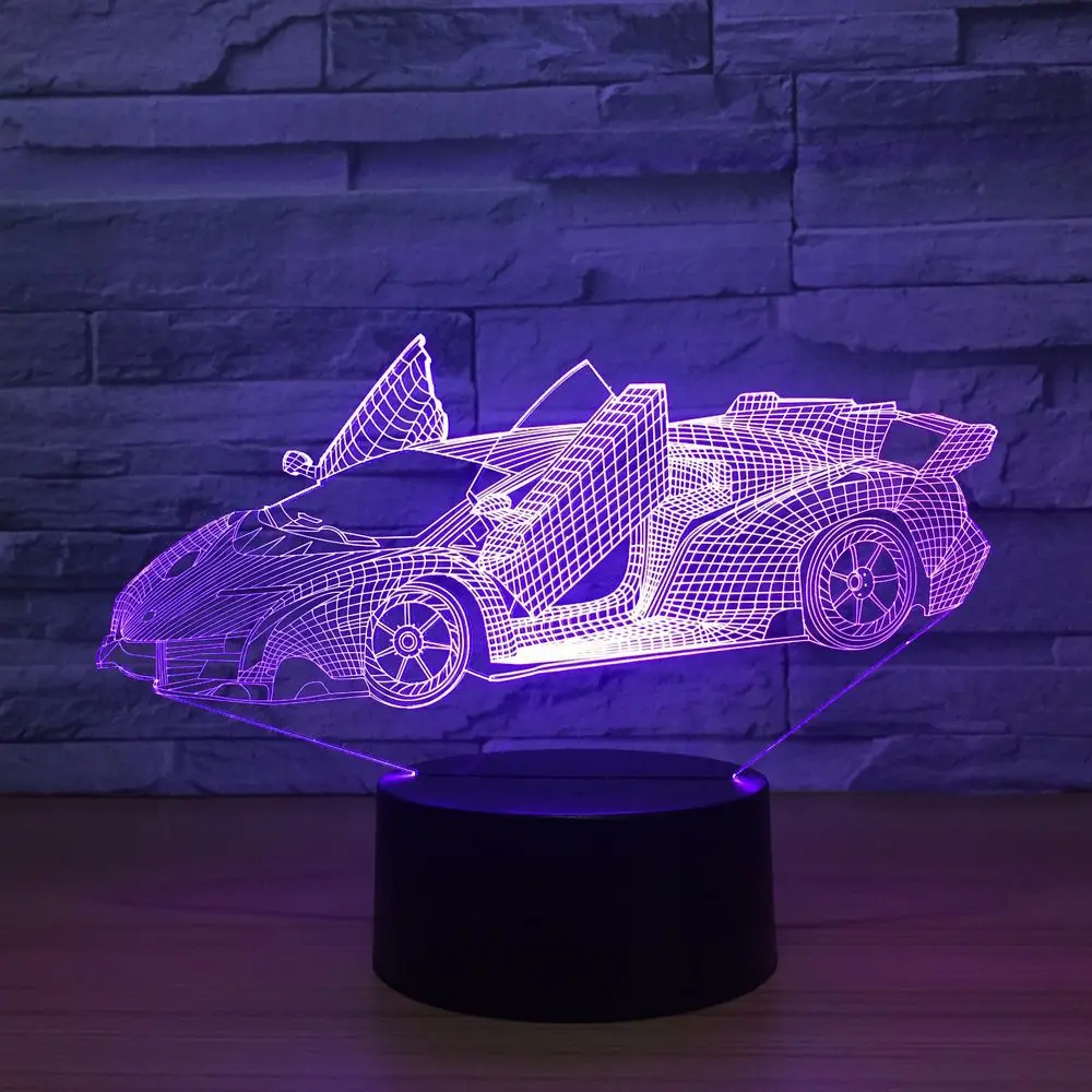 

3D Modelling Led Night Light 7 Colors Racing Car Changing Atmosphere Abstract Desk Lamp Home Bedroom Decor Baby Sleep Lighting