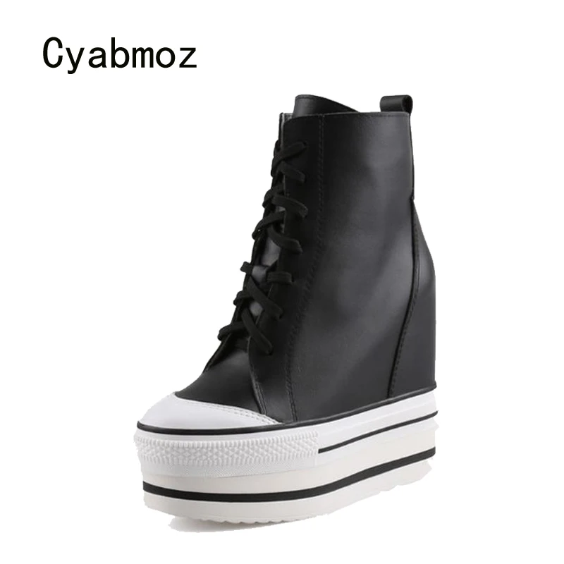 Женские туфли Cyabmoz из натуральной кожи повседневные кроссовки на платформе