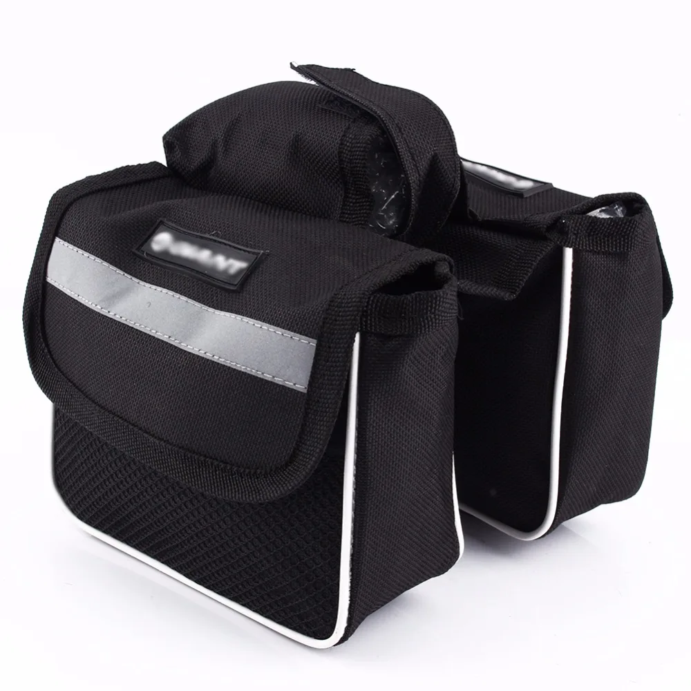  Large Capacity Two Side Bicycle Bag Double Pouches Bike Front Tube Bags Frame Carrier for Mountain 
