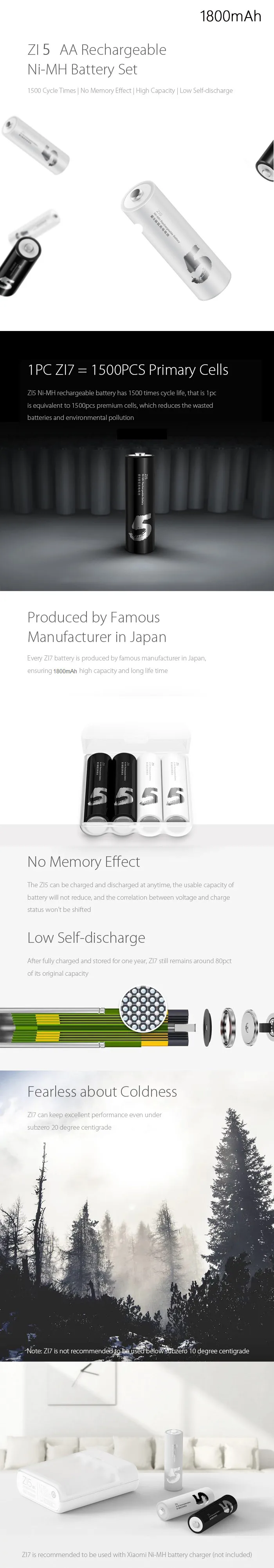 new version 4PcsLot ZMI ZI7 ZI5 AAA AA 700mAh 1800 mAh Rechargeable Ni-MH Battery ZIM Power Bank Battery Pack