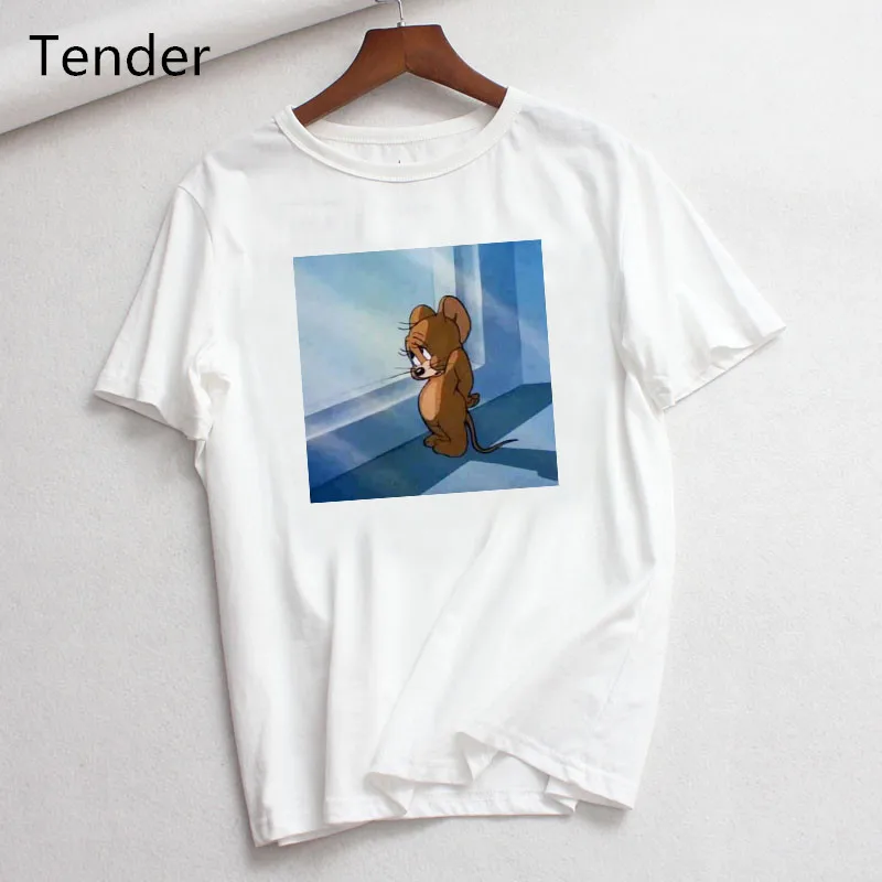 

2020 New Harajuku Ulzzang Women Tshirts Cartoon Cat Mouse Print 90s Female Shirts Summer Casual Short Sleeve Tops Tees T-Shirts