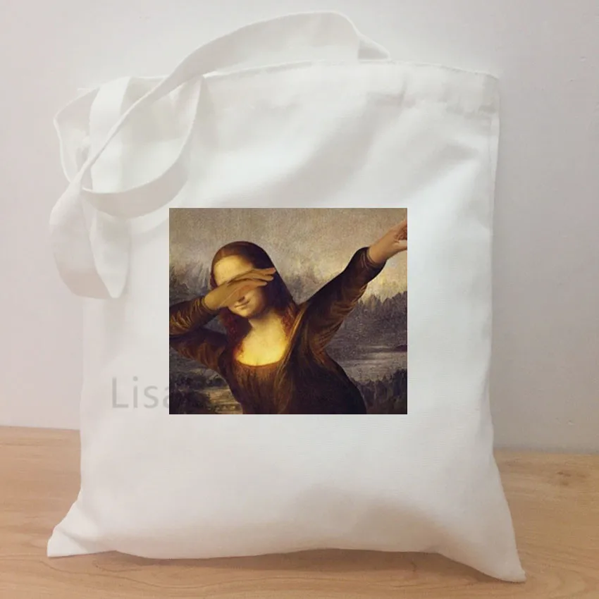 Забавный дизайн Monalisa Pulp fiction, большая вместительность, мультяшная летняя Холщовая Сумка на плечо, женская сумка для покупок, сумка-тоут, сумка-шоппер - Цвет: C10