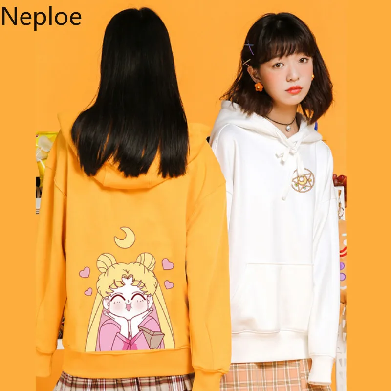 

Neploe Sailor Moon Ins Hoody Female Japanese Harajuku New Thick Hooded Coat Loose Winter Women Hoodies Printed Sweatshirt 80201