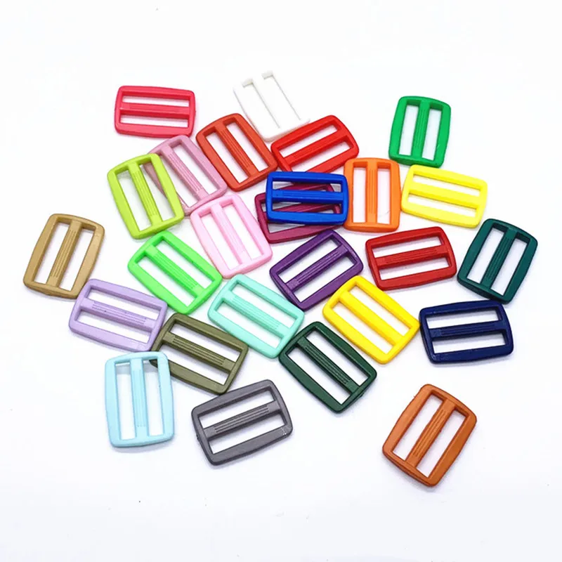 

50pcs Colorful 16/20/25mm Plastic Tri-Glides Slider Adjustable Buckle for Bags Garment Leather Accessories DIY Needlework