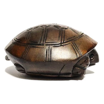 

Y6584 - 2" Hand Carved Boxwood Netsuke - Auspicious Turtle Figurine
