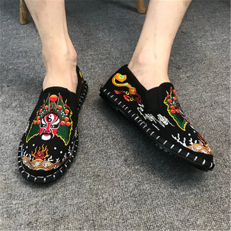 Harajuku/Эспадрильи с вышивкой в виде собаки; лоферы; обувь для влюбленных пар; женская и мужская обувь на плоской подошве; женская Тканевая обувь; износостойкий резиновый тканевый светильник