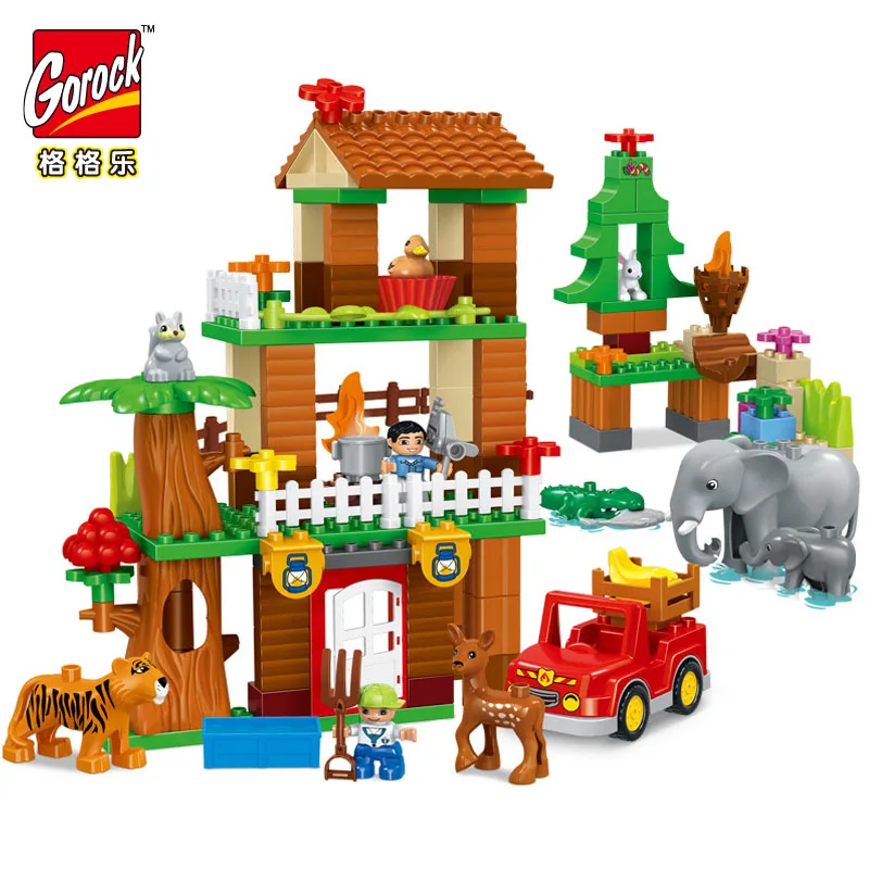 

Legoingly Large Size Jungle Animal Building Blocks Enlighten Boy Figure Compatible With Duplo Bricks Toys For Children kids gift