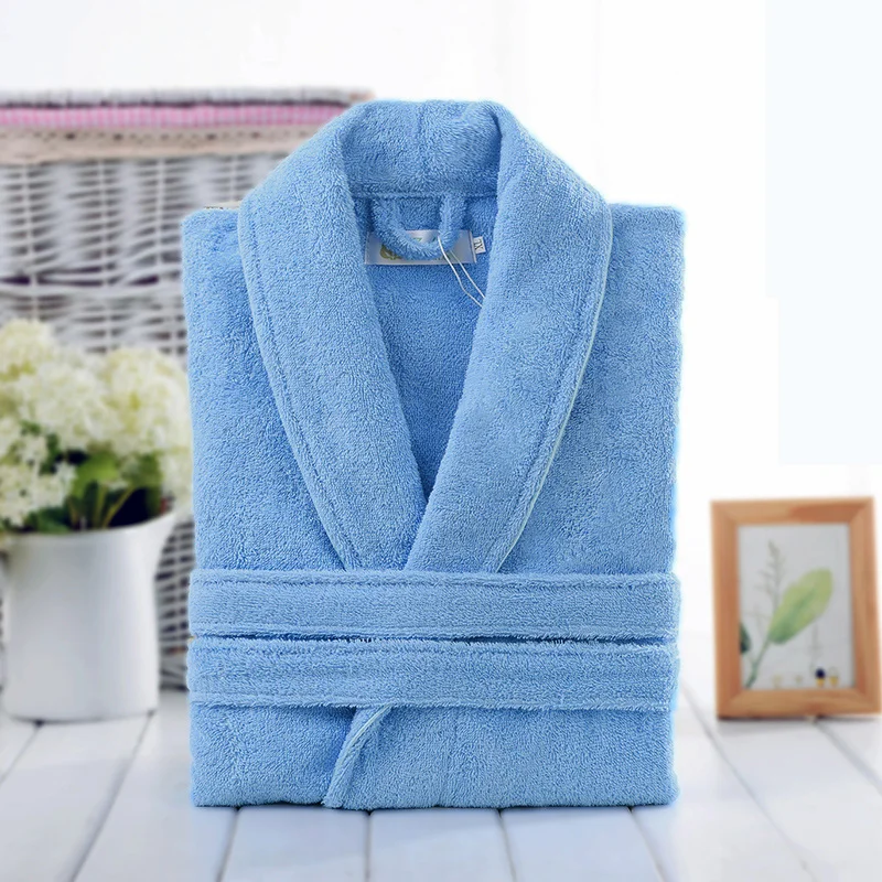 Home Bathrobe Cotton Toweling Terry Robe Unisex Soft Nightrobe Sleepwear Casual