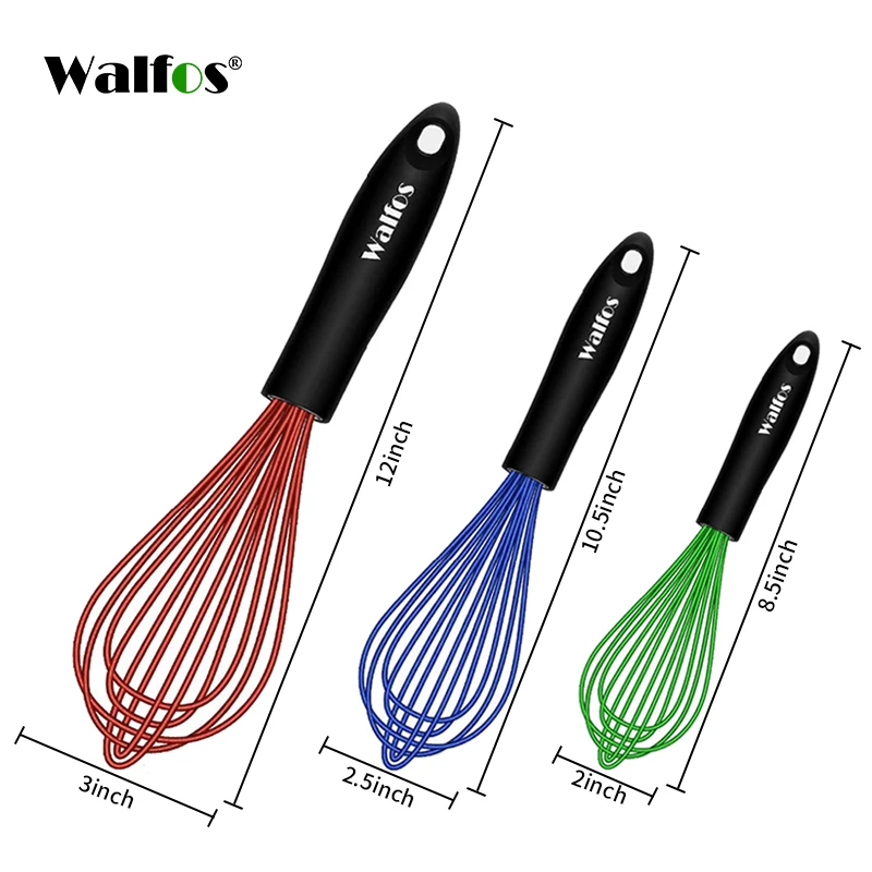 Walfos 8.5 Red Silicone Whisk Stainless Steel Wire Whisk Heat Resistant  Kitchen Whisks for Non-Stick Cookware Balloon Egg - AliExpress