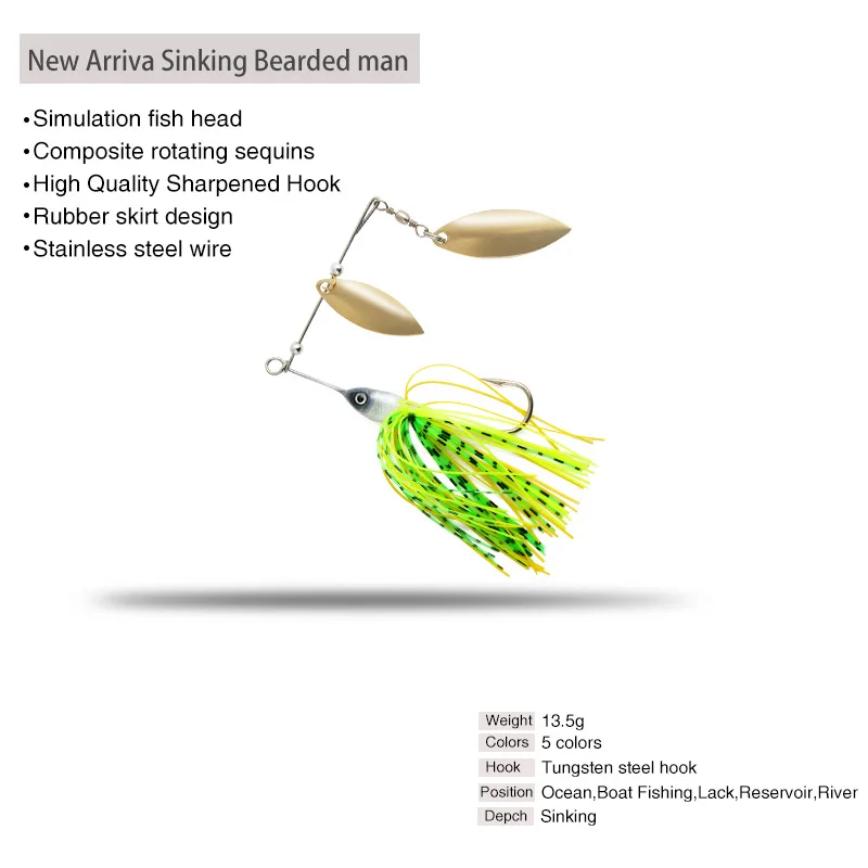 WESTBASS 1PX Spinnerbait 13.5g Spoon Spinner Wobbler Sinking Bass Fishing Lure Metal Jigging Swimbait Swivel Trolling Isca Pesca 5