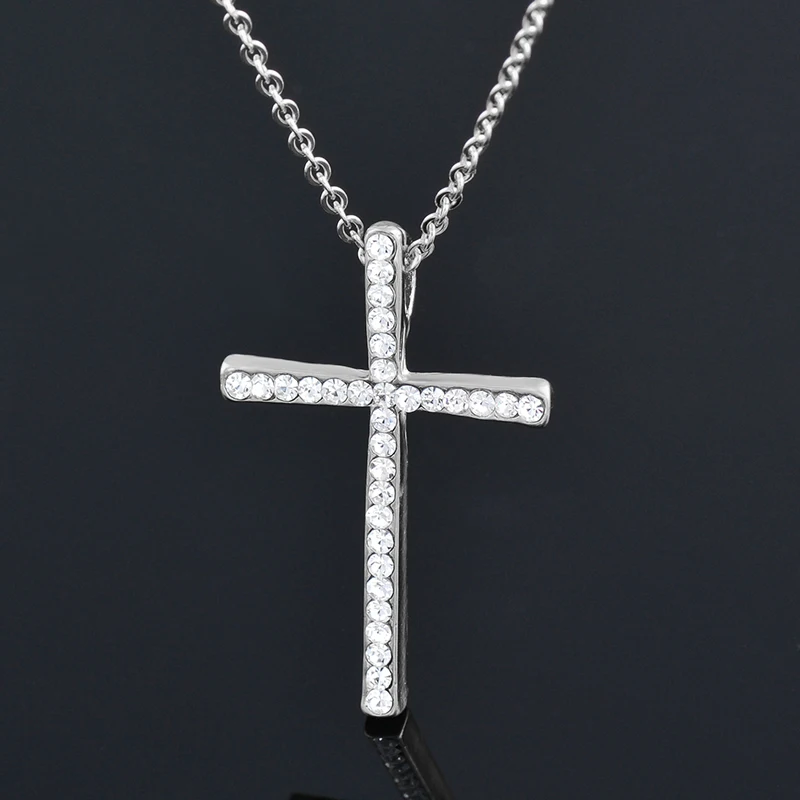 SINLEERY Silver Color Rhinestone Cross Pendant Necklace Chain For Women And Girl Choker Free Shipping XL402 SSH - Image 4