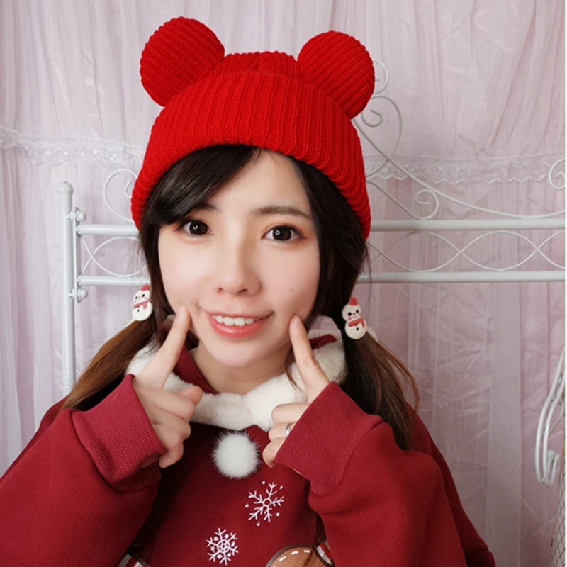 

Ms Ragdoll 1pcs Female Winter Caps Hats For Women Devil Horns Ear Cute Crochet Braided Knit Beanies Warm Cap Bonnet Homme Gorro