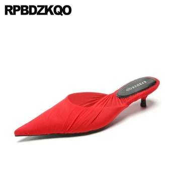 

women red stiletto heels mesh black thin mules slipper shoes luxury customized kitten 2019 size 4 34 low scarpin sandals high